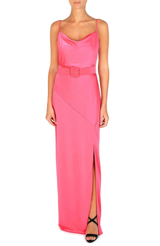 Julia Jordan Cowl Neck Belted Maxi Dress in Hot Pink Cover