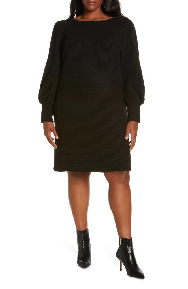 Julia Jordan Rib Boat Neck Long Sleeve Sweater Dress in Black Cover