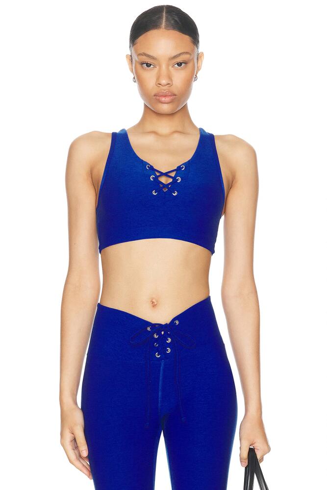 YEAR OF OURS Stretch Football Sports Bra in Blue Cover