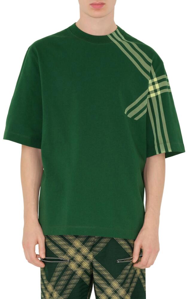 burberry Check Sleeve Cotton T-Shirt in Ivy Cover