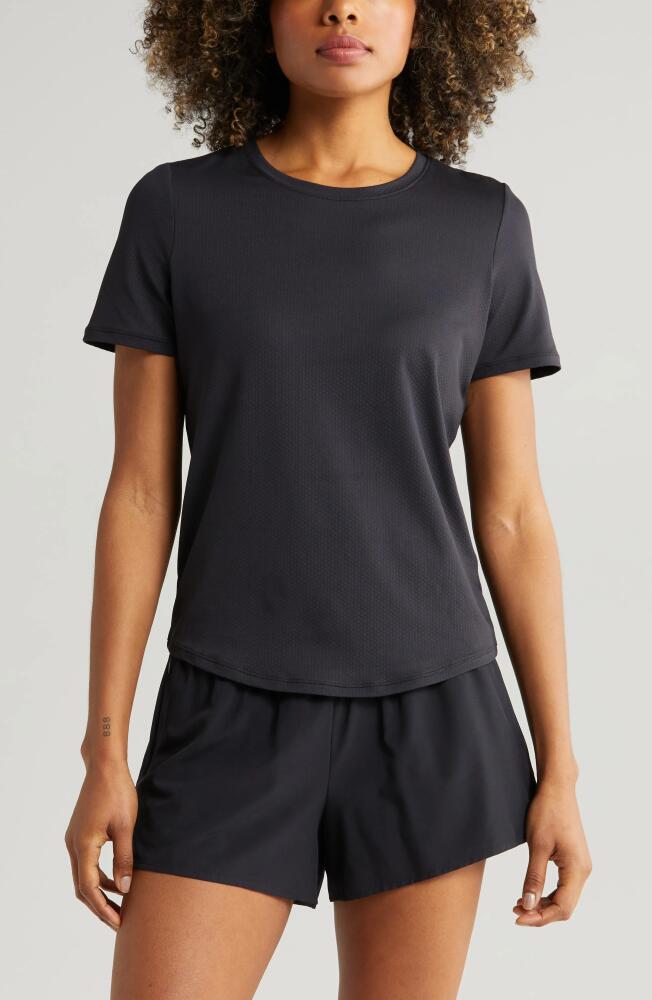 zella Motivate Perforated Crewneck T-Shirt in Black Cover