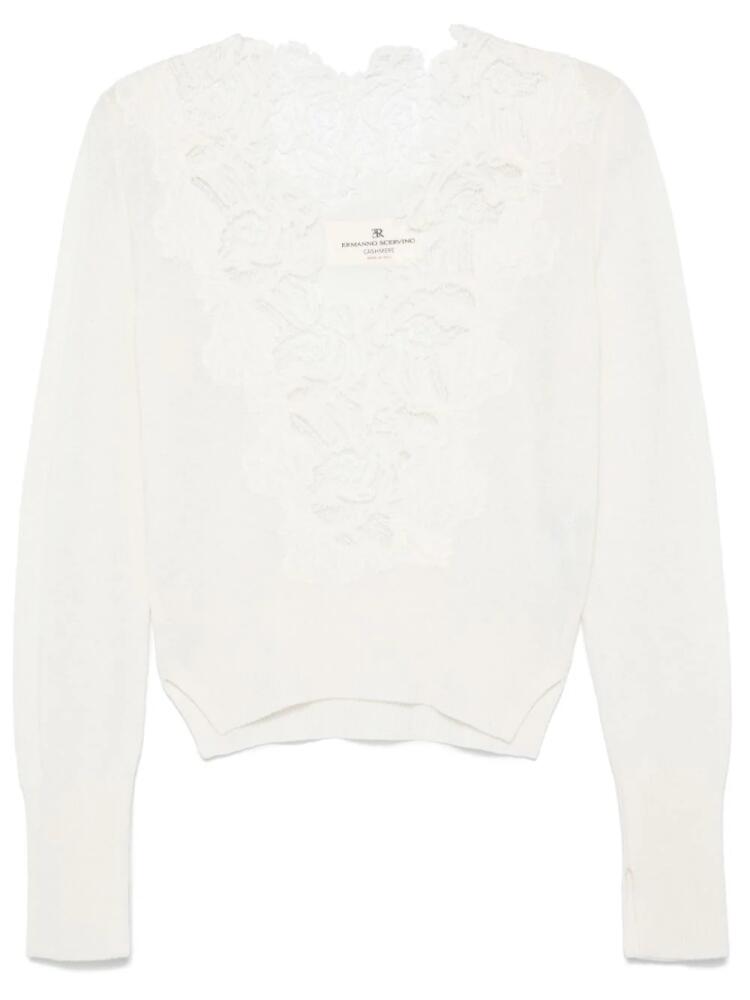 Ermanno Scervino lace-panelling sweater - White Cover