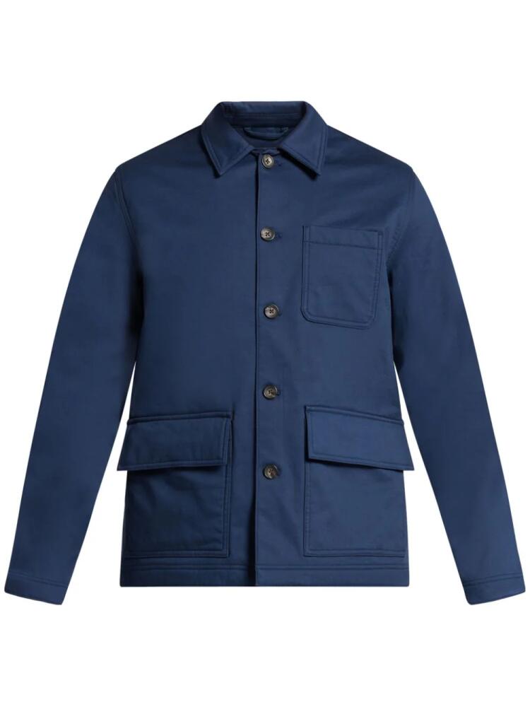 Michael Kors single-breasted cotton shirt jacket - Blue Cover