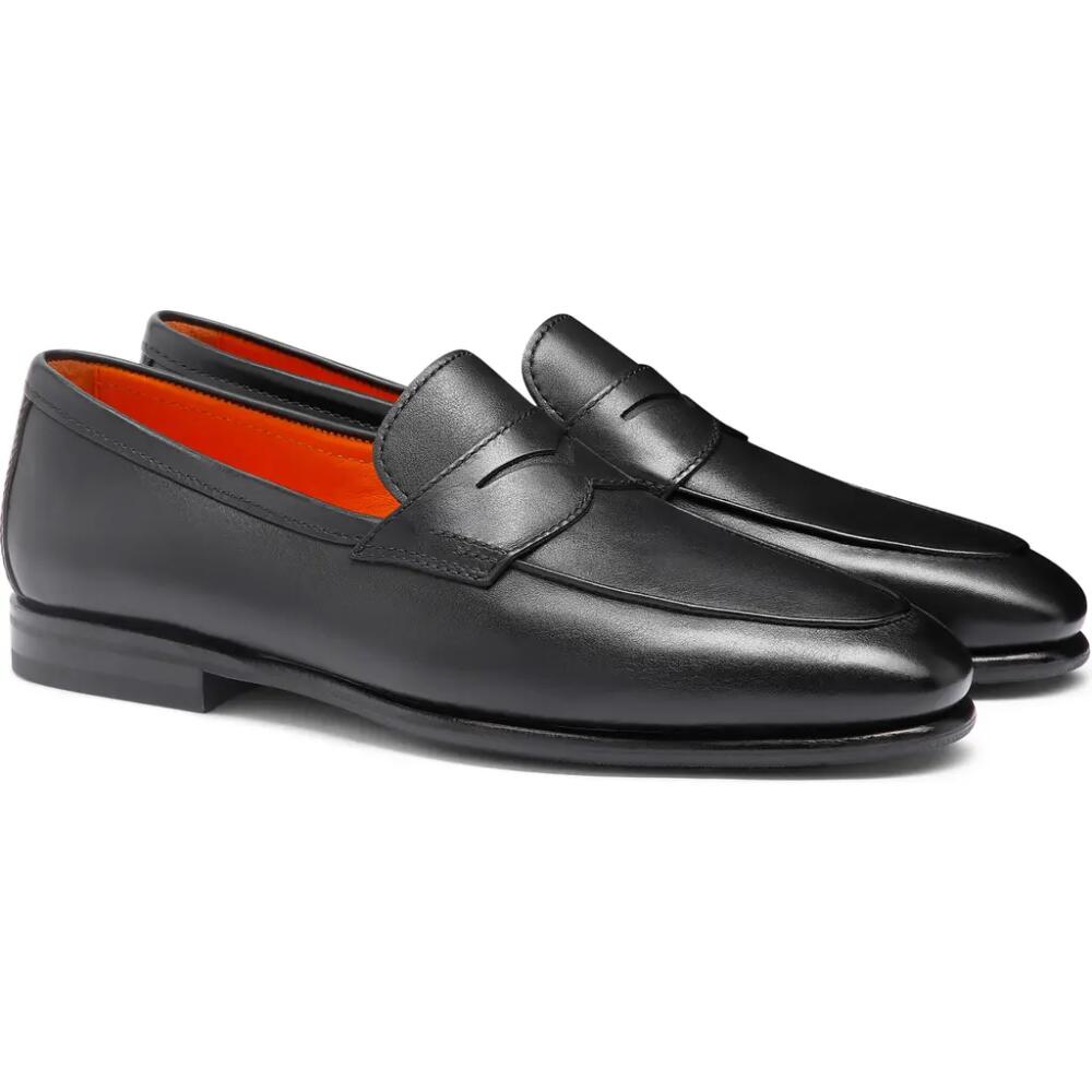 Santoni Carlos Penny Loafer in Black- Cover