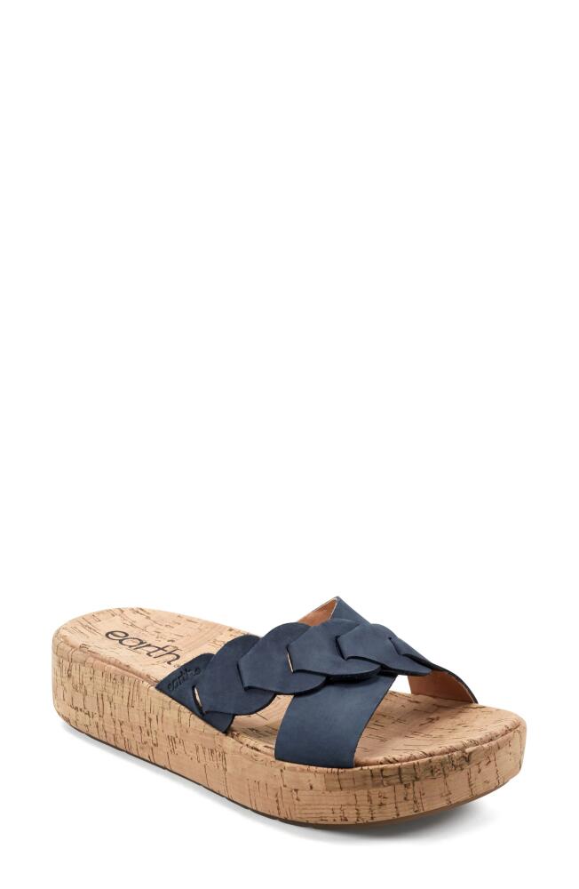 Earth Scotti Platform Slide Sandal in Dark Blue Cover