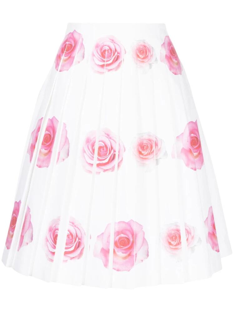 Vivetta rose-print fully-pleated skirt - White Cover