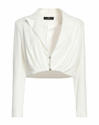 Monique Garçonne Woman Blazer White Polyester, Elastane Cover