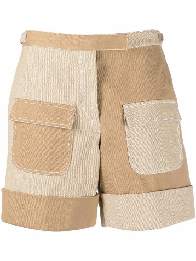 Thom Browne patch-pocket low-rise denim shorts - Neutrals Cover