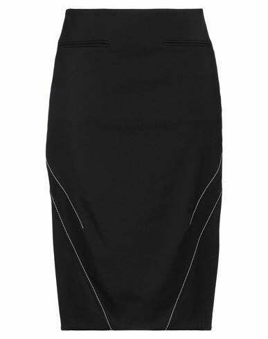 Marine Serre Woman Midi skirt Black Wool, Elastane Cover