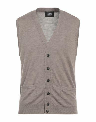 Alpha Studio Man Cardigan Khaki Merino Wool Cover