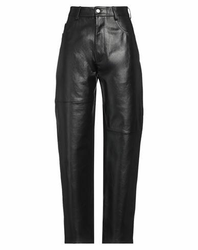 Mm6 Maison Margiela Woman Pants Black Cow leather Cover