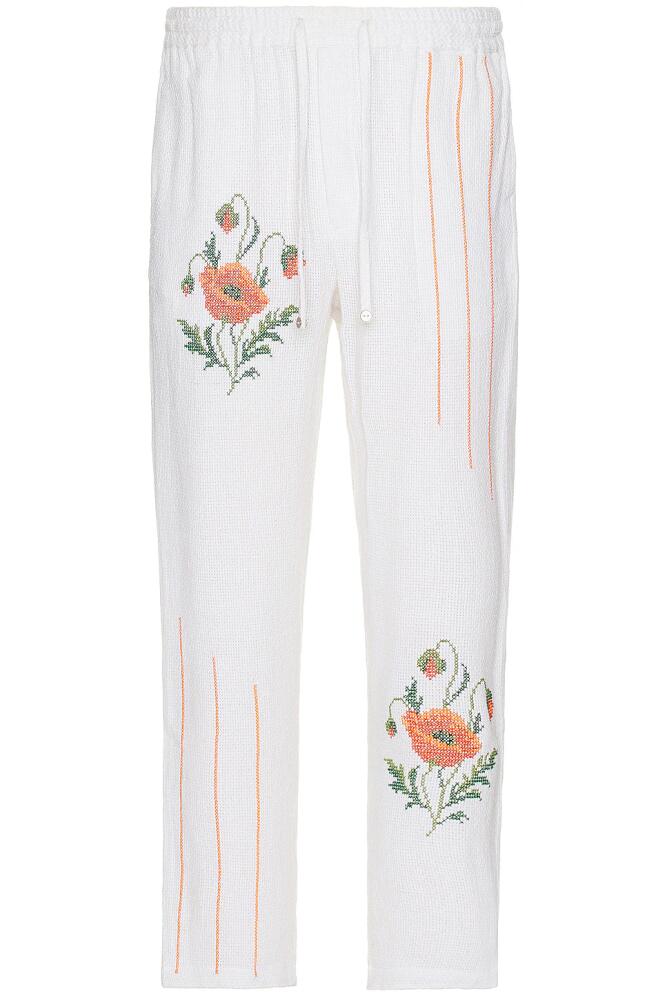 HARAGO Cross Stitch Pants in White Cover