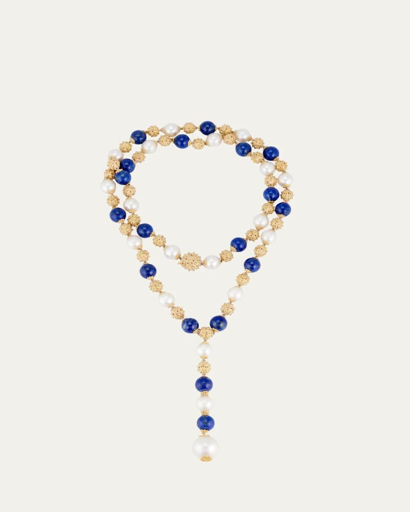 Buccellati One-of-a-Kind Ombelicali 18K Gold, Pearl and Lapis Necklace Cover