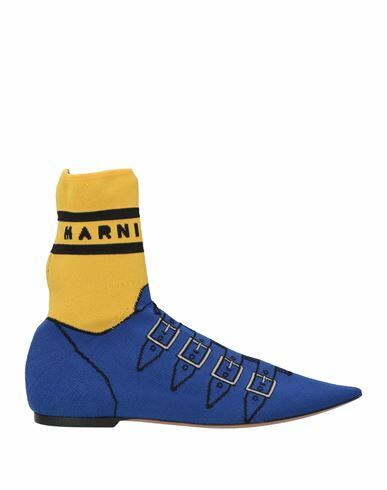 Marni Woman Ankle boots Blue Textile fibers, Soft Leather Cover