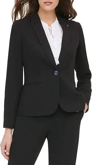 Tommy Hilfiger Solid Blazer (Black) Women's Clothing Cover