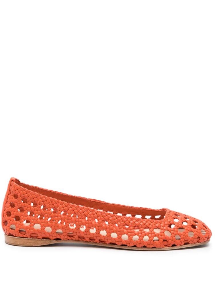 Paloma Barceló open-knit leather ballerina shoes - Orange Cover