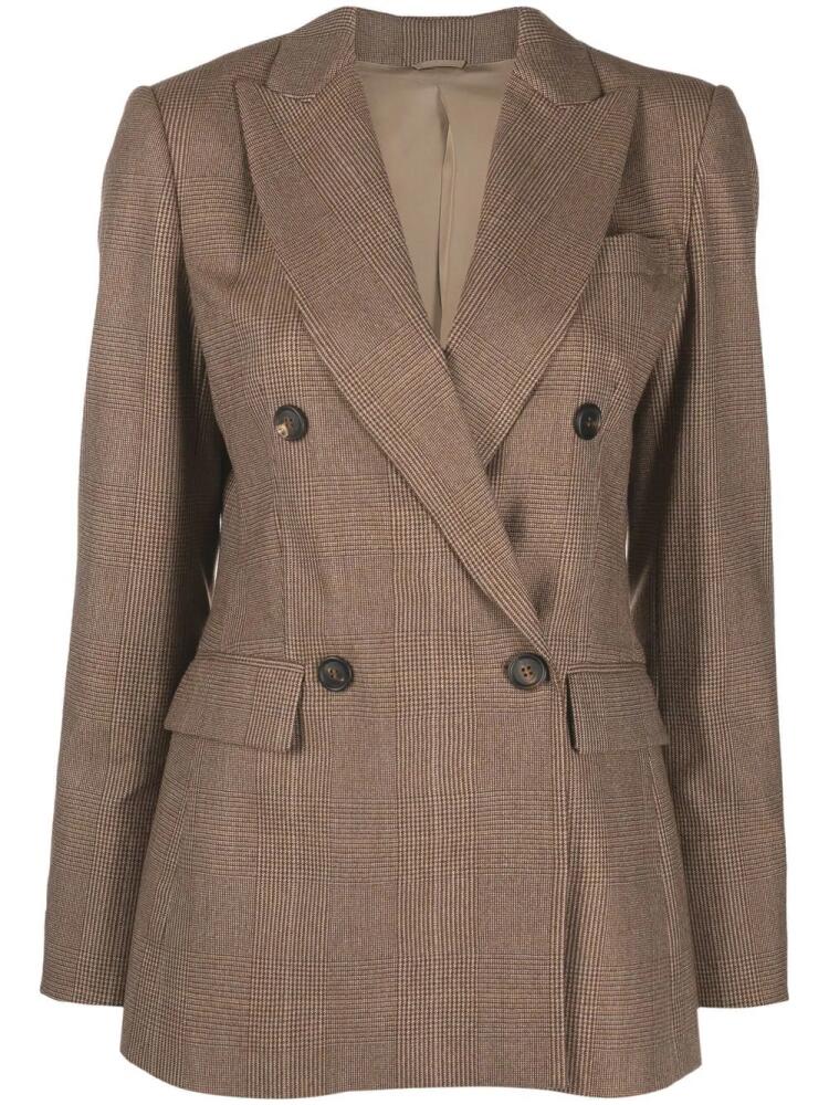 Brunello Cucinelli double-breasted checked blazer - Brown Cover