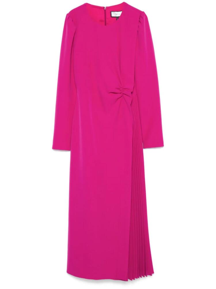 NISSA pleat-detailing midi dres - Pink Cover