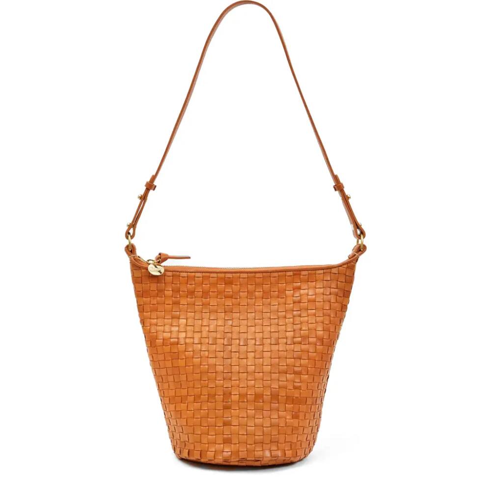 Clare V. Petite Jeanne Woven Leather Shoulder Bag in Natural Woven Checker Cover