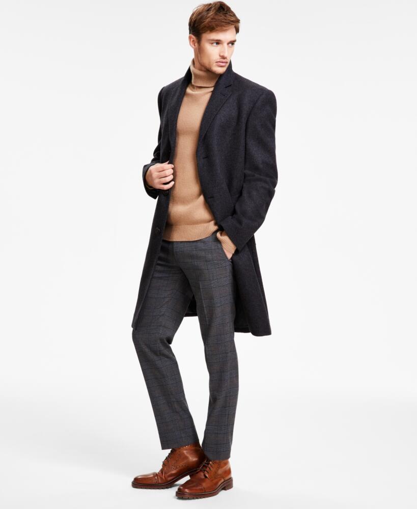 Michael Kors Men's Classic Fit Luxury Wool Cashmere Blend Overcoats - Charcoal Cover