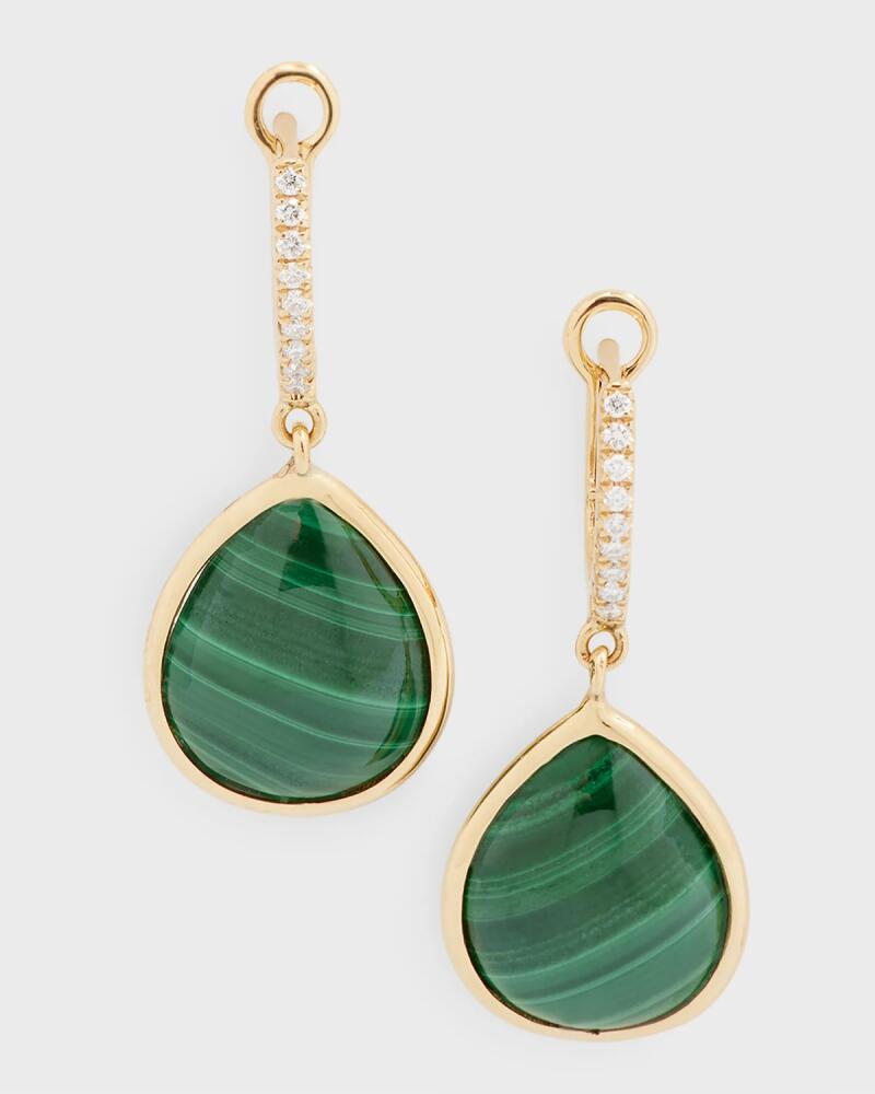 Frederic Sage 18K Yellow Gold Small Pear-Shape Luna Malachite Earrings with Diamonds Cover