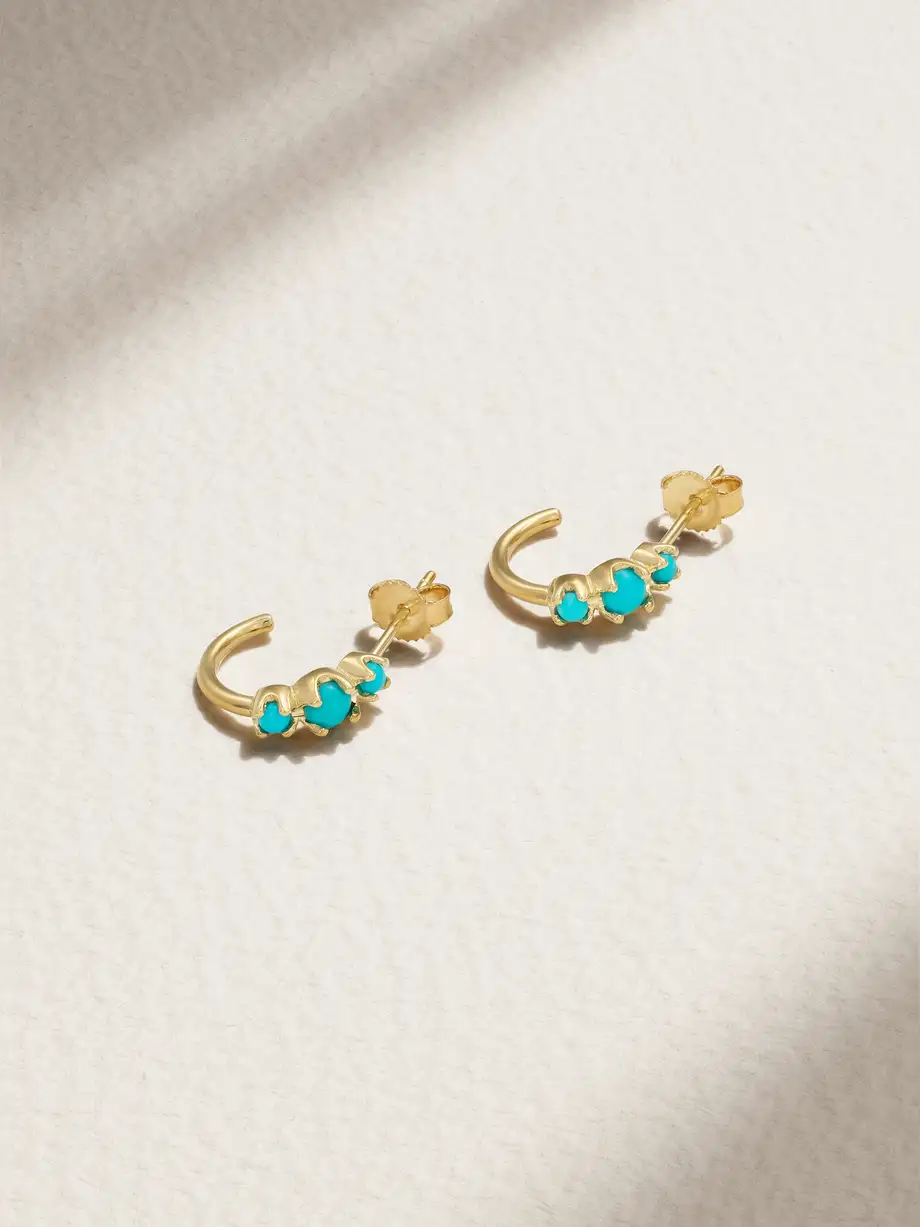 Jennifer Meyer - 18-karat Gold Turquoise Hoop Earrings - One size Cover