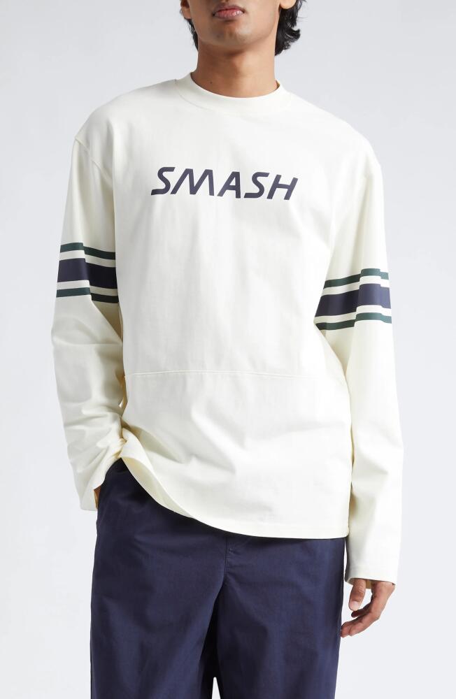 PALMES Smash Stripe Cotton Graphic T-Shirt in Off-White Cover