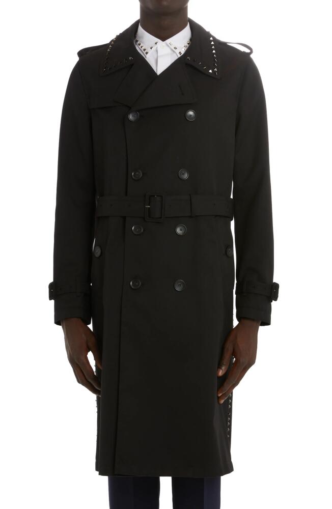 Valentino Garavani Rock Stud Double Breasted Trench Coat in 0No-Nero Cover