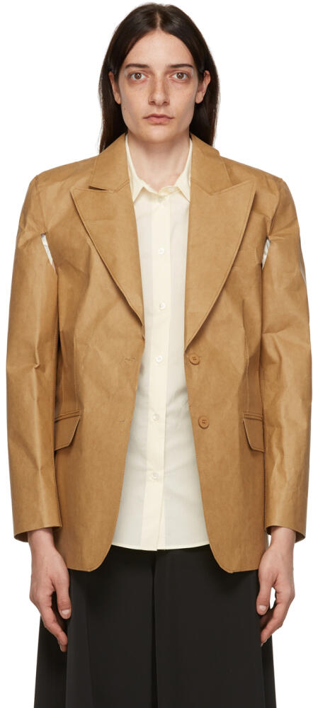 MM6 Maison Margiela Tan Jacron Paper Blazer Cover