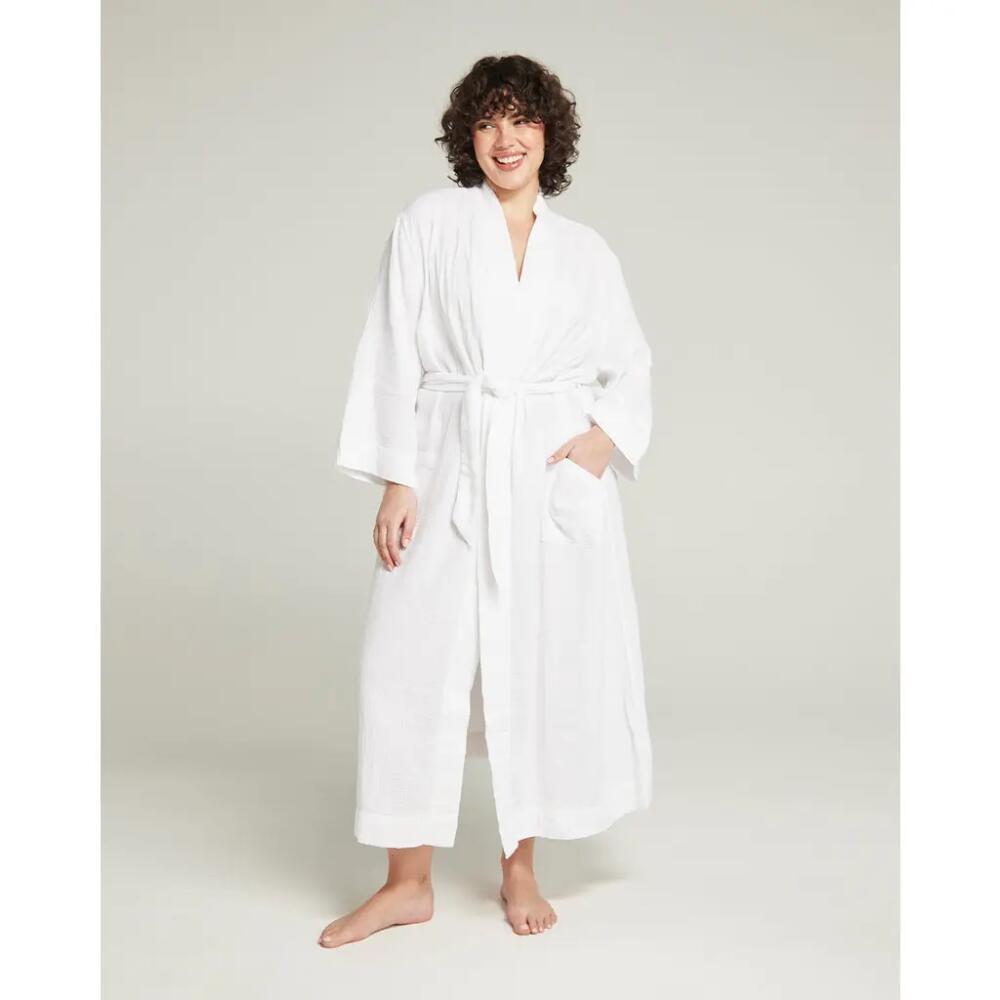 Nudea The Classic Belted Robe in Cotton White Cover