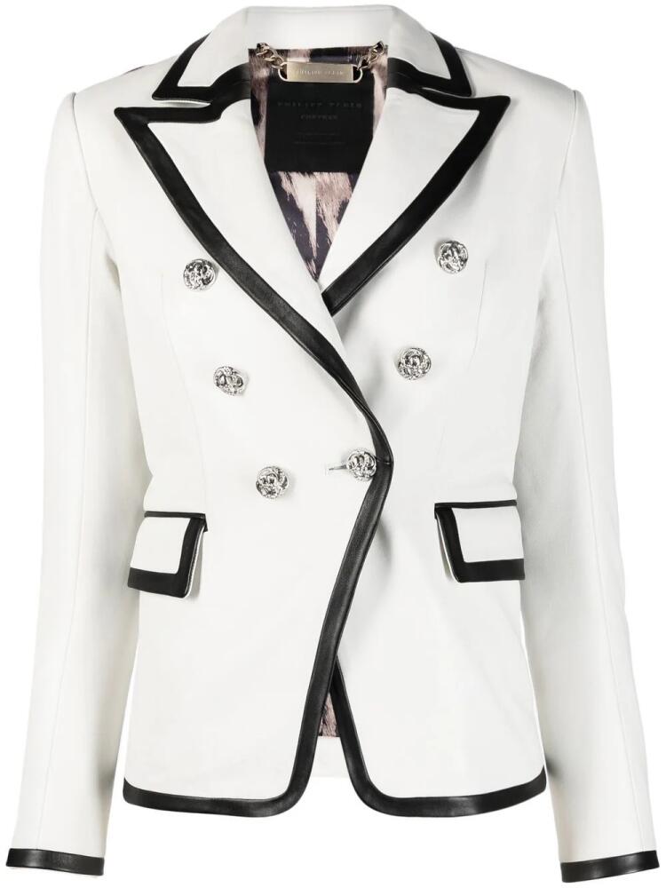 Philipp Plein two-tone leather blazer - White Cover