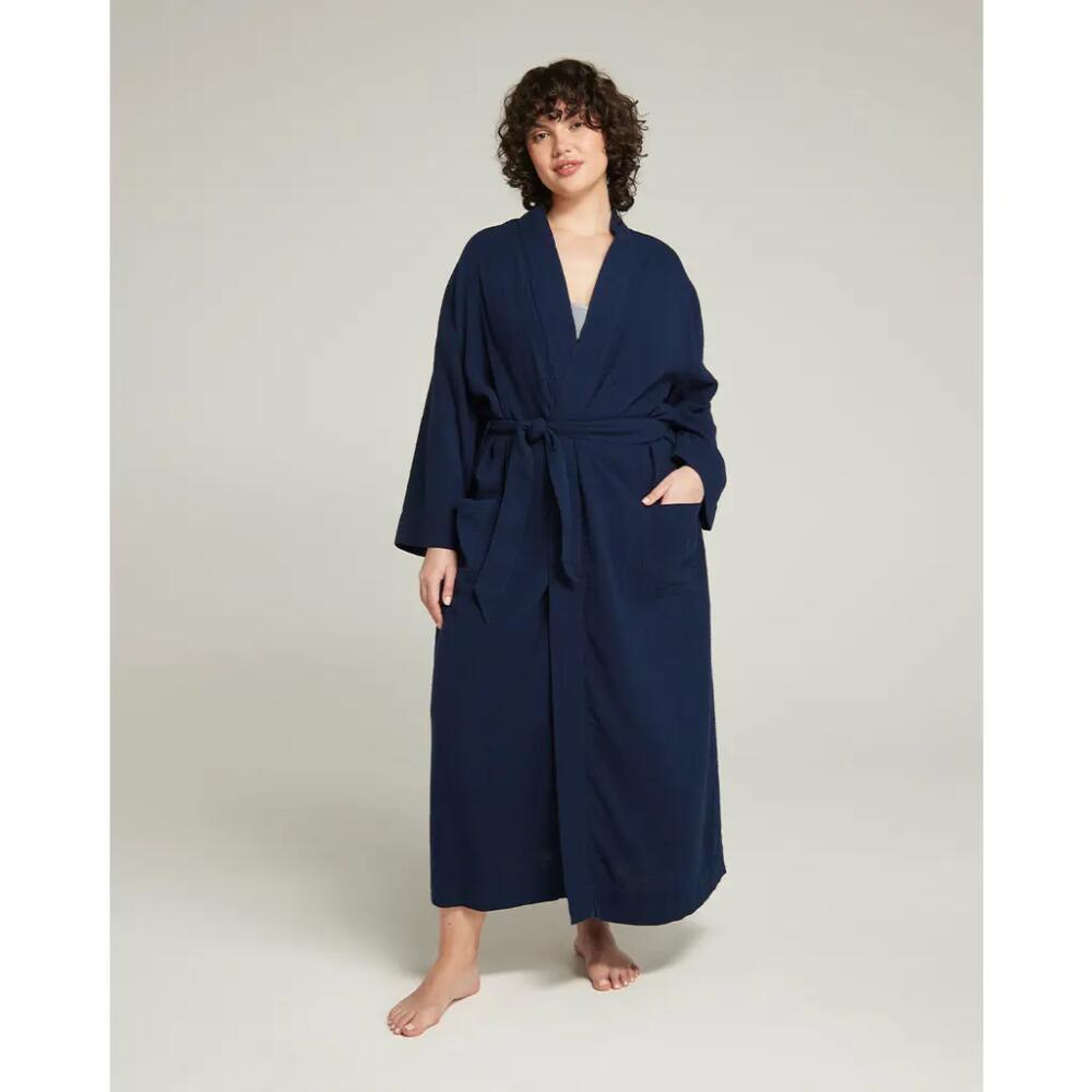 Nudea The Classic Belted Robe in Navy Cover