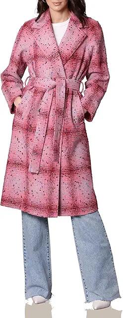 Avec Les Filles Donegal Tweed Wrap Coat (Pink Multi) Women's Clothing Cover