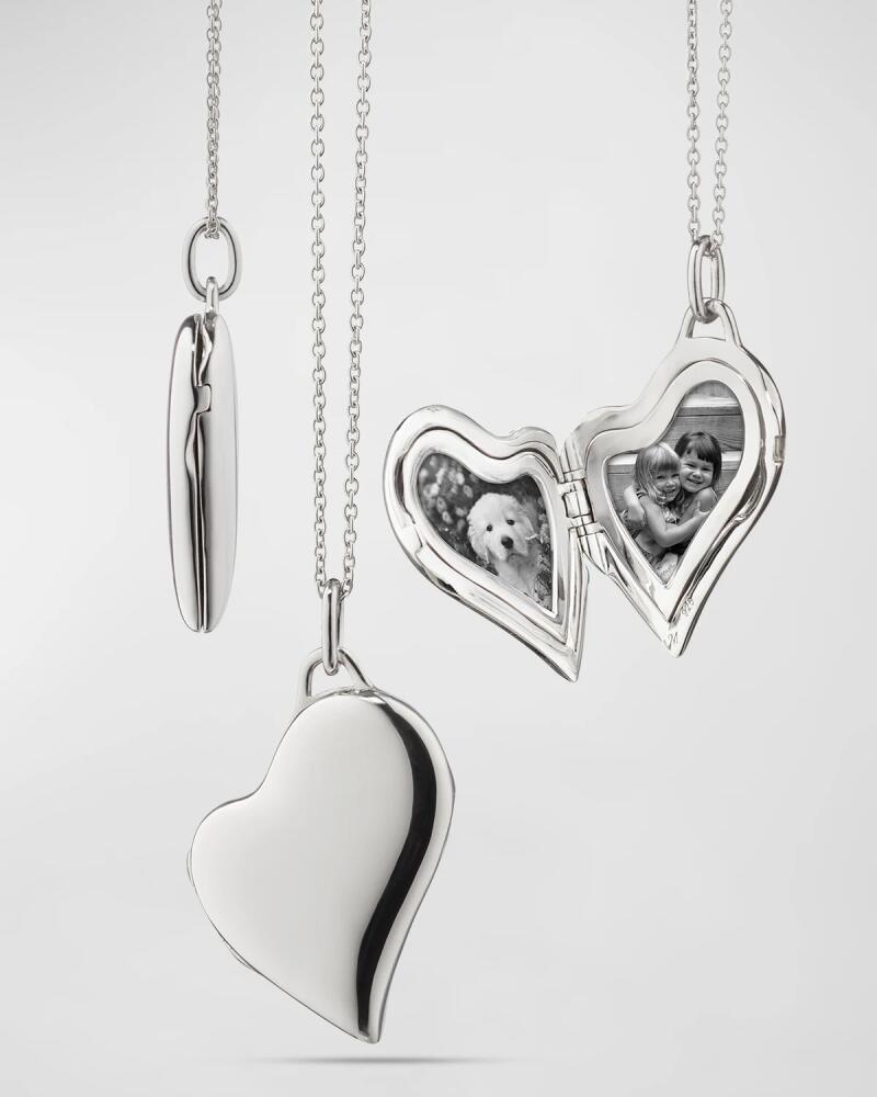 Monica Rich Kosann 925 Sterling Silver Asymmetrical Heart Slim Locket Necklace Cover