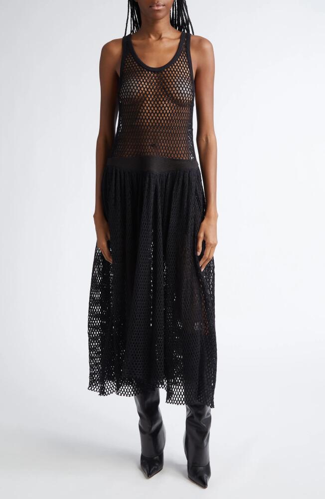 Diotima Pocomania Cotton Fishnet Midi Dress in Black Cover