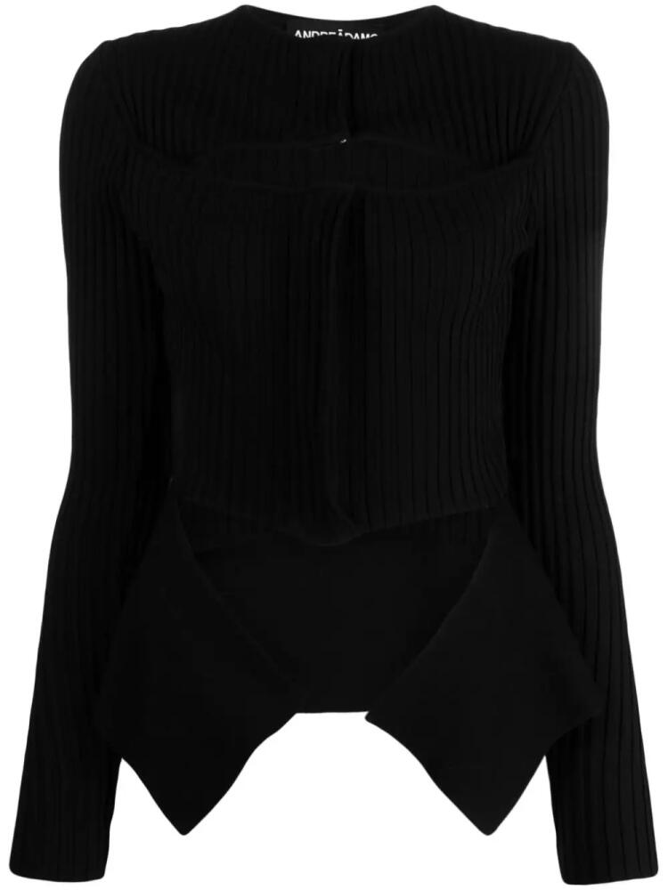 ANDREĀDAMO asymmetric cropped jumper - Black Cover