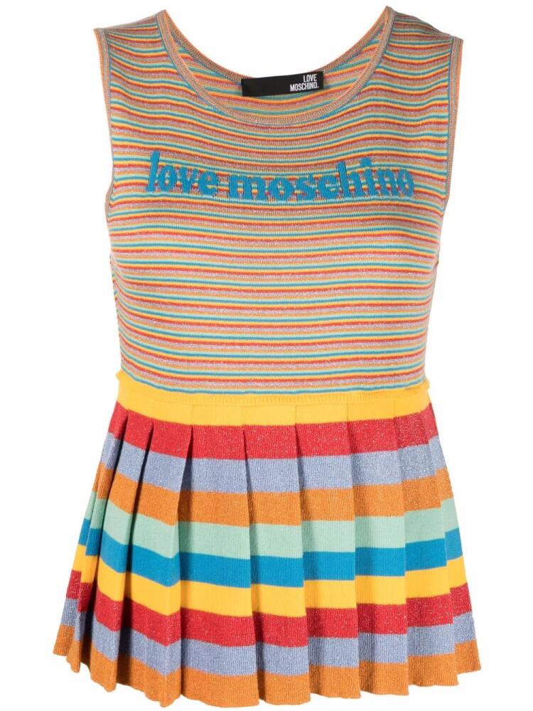 Love Moschino logo-embroidered striped top - Neutrals Cover