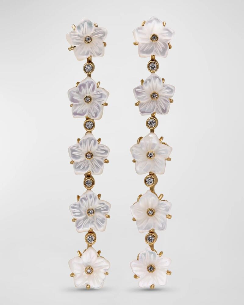 Stephen Dweck White Mother of Pearl and White Diamond Dangle Earrings in 18K Gold Cover