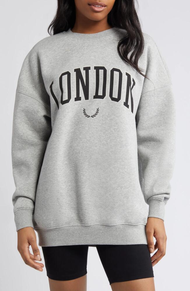 BP. Oversize Graphic Crewneck Sweatshirt in Grey- London Cover