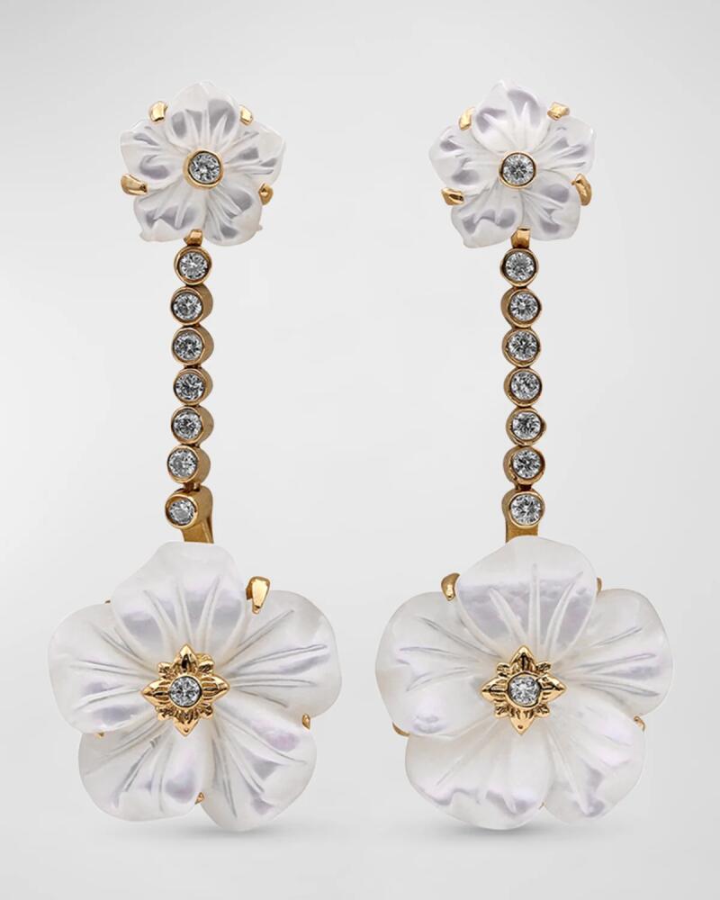 Stephen Dweck White Mother of Pearl and White Diamond Earrings in 18K Gold Cover