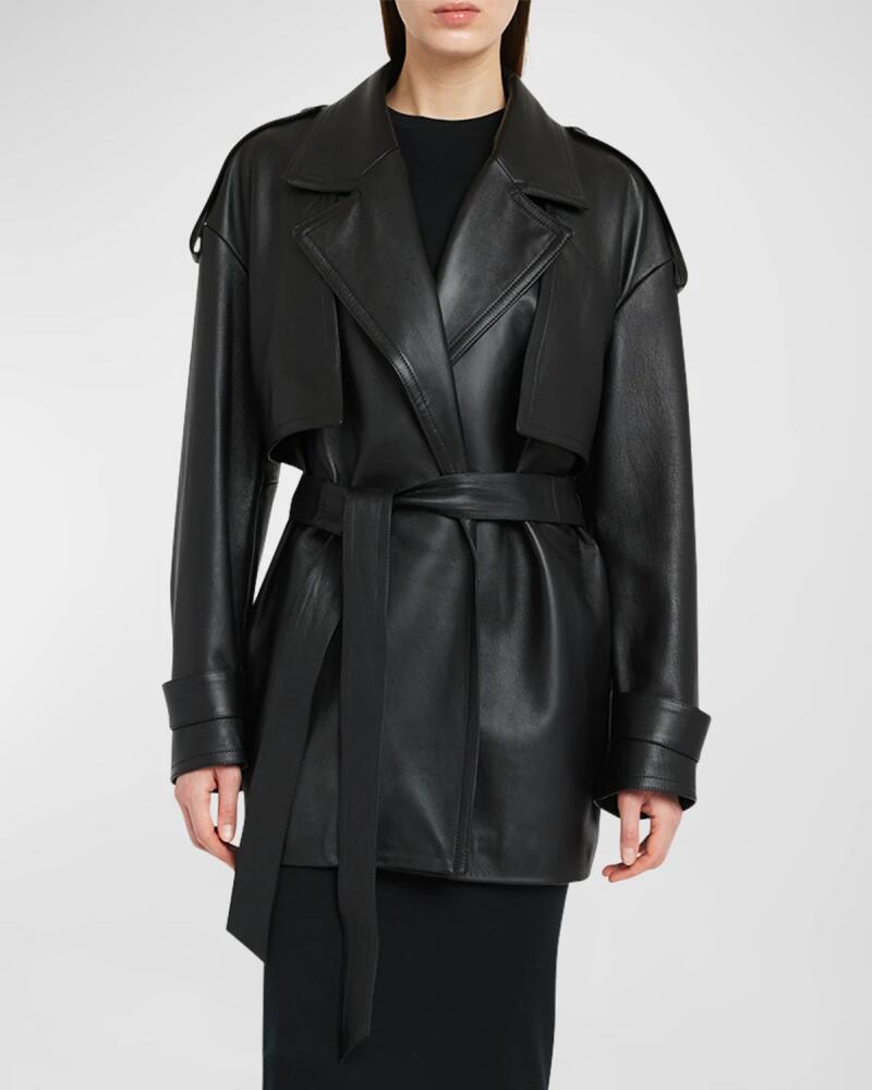 ARMARIUM Emma Leather Wrap Trench Jacket Cover