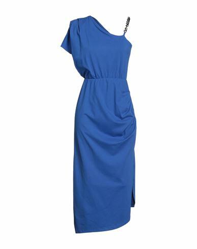 No-nà Woman Midi dress Bright blue Cotton, Elastane Cover