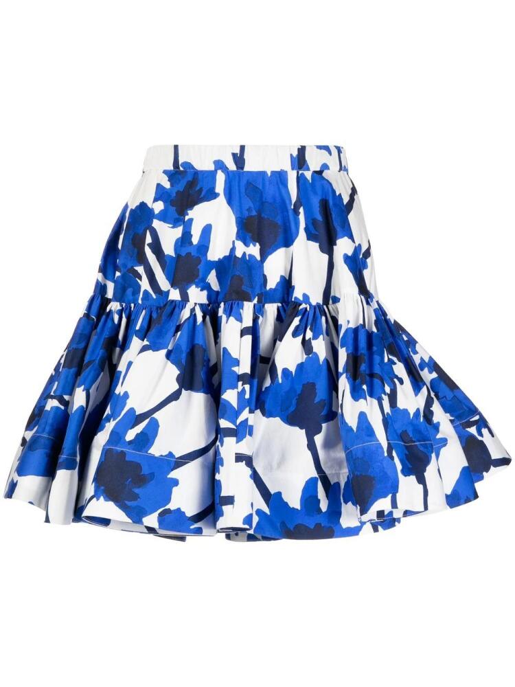 Jason Wu abstract-print ruched skirt - Blue Cover