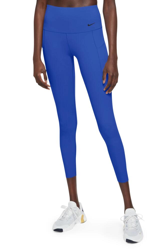 Nike Universa Medium Support High Waist 7/8 Leggings in Hyper Royal/Black Cover