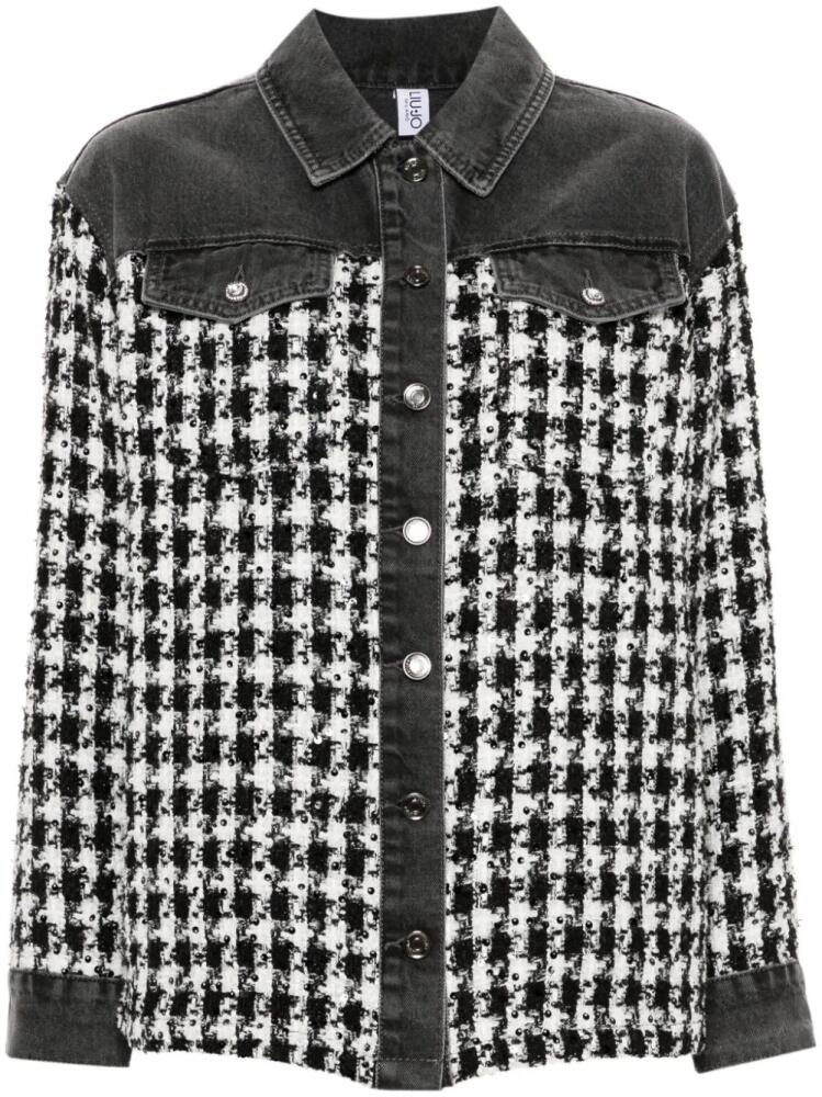 LIU JO bouclé denim shirt jacket - Black Cover