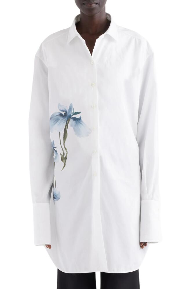 Givenchy Oversize Iris Print Cotton Button-Up Shirt in White Cover