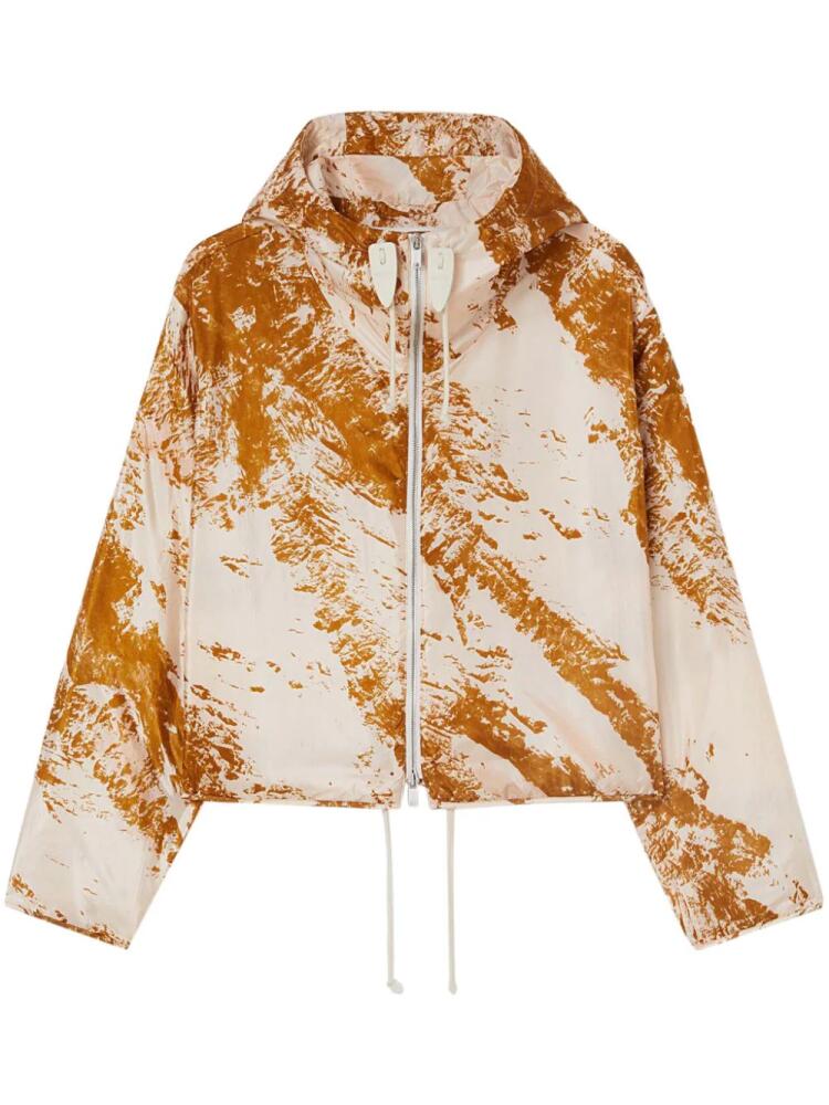 Jil Sander abstract-pattern hooded jacket - Neutrals Cover