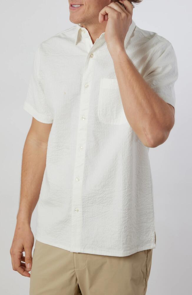 Rainforest The Acadia Seersucker Short Sleeve Button-Up Shirt in White Cover