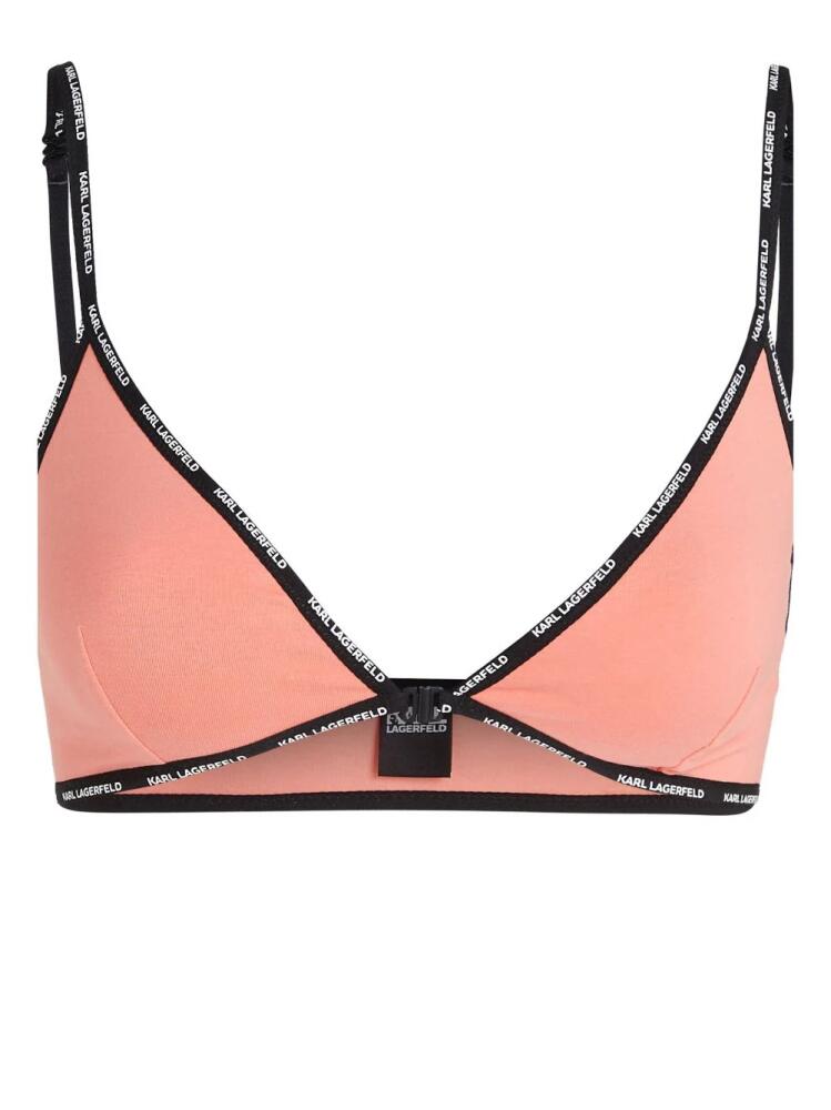 Karl Lagerfeld logo-printed cotton triangle bra - Pink Cover