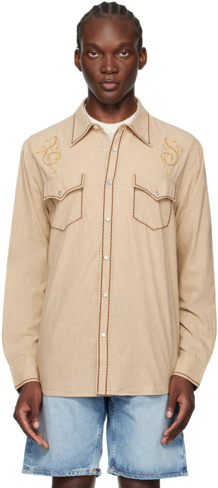 Nudie Jeans Beige George Cowboy Shirt Cover